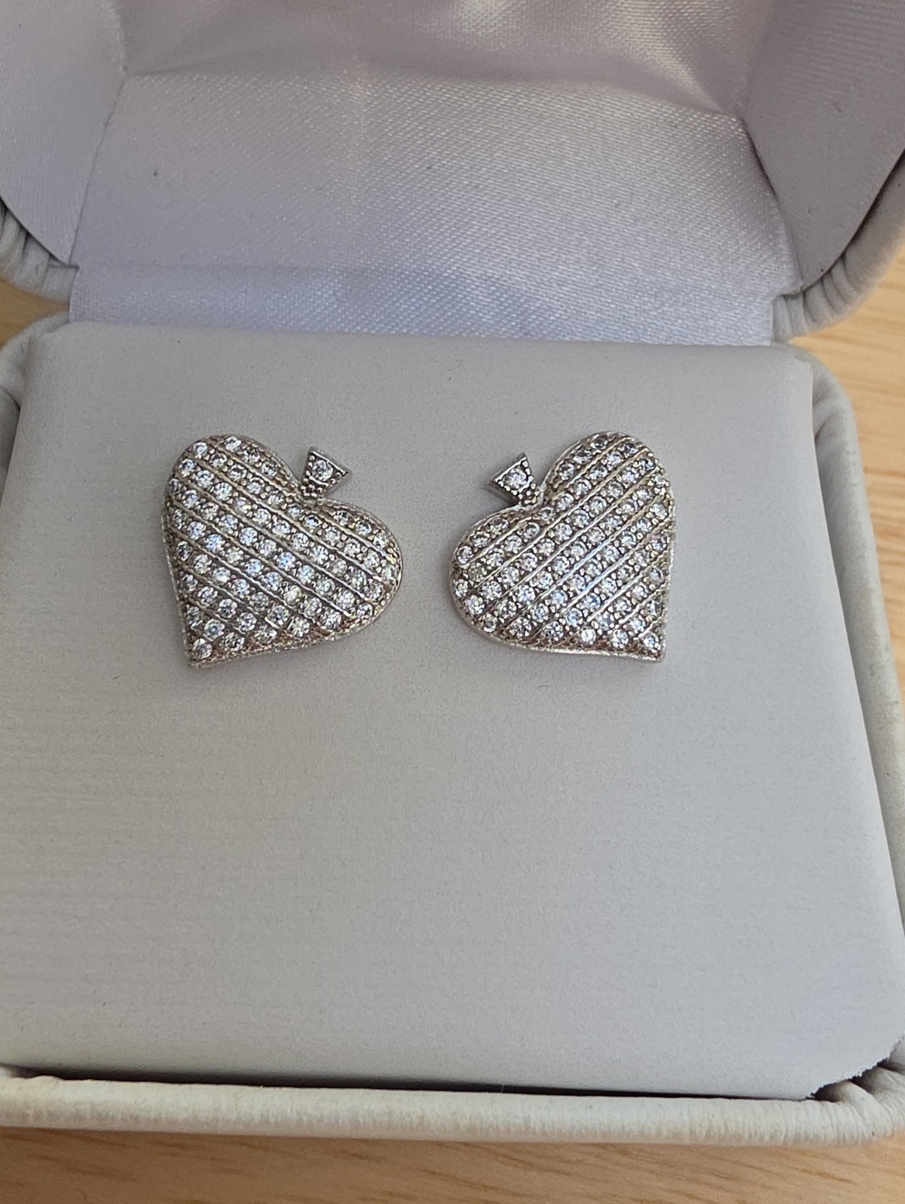 Heart Pavé Crystal Stud Earrings - Silver Sterling 925 #4